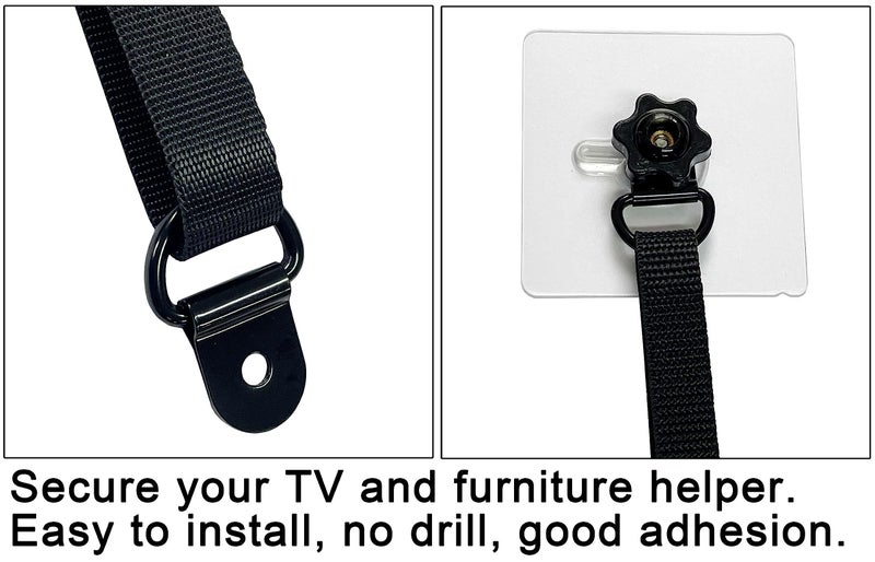 xicveiuz 6 Pcs No-Drill Flat Screen TV Safety Straps, Adhesive and Adjustable Anti-Tip Furniture Anchor Kit for Baby Proofing - Image 5